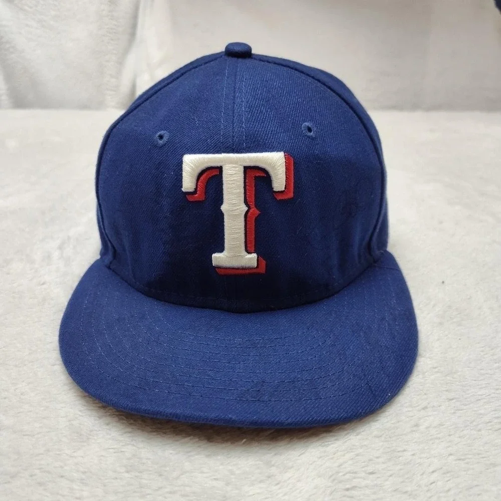 New Era Texas Rangers Hat Cap Fitted Mens 7 Blue 59FIFTY‎ MLB Baseball USA Field